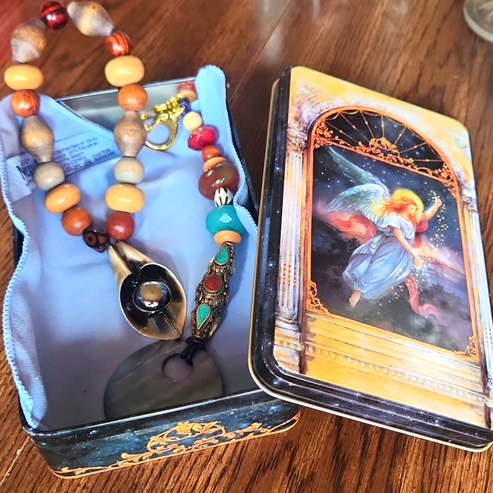 Gift Box Set Of Two Unique Charms/hanging art Decor In a Tin Angel Box